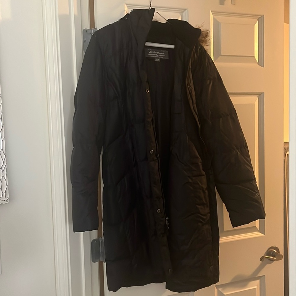Eddie Bauer black down puffer coat